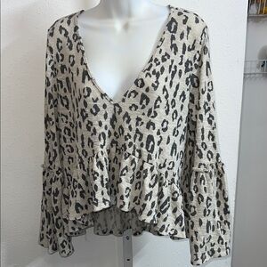 Altar'd State Leopard Print Ruffle Blouse